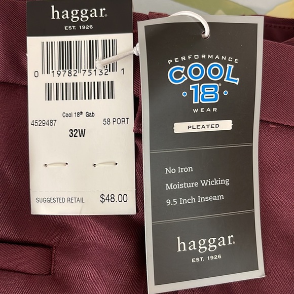 HAGGAR Men’s Performance Wear Pleated Golf Shorts Port Red | Size 32" - Picture 3 of 5